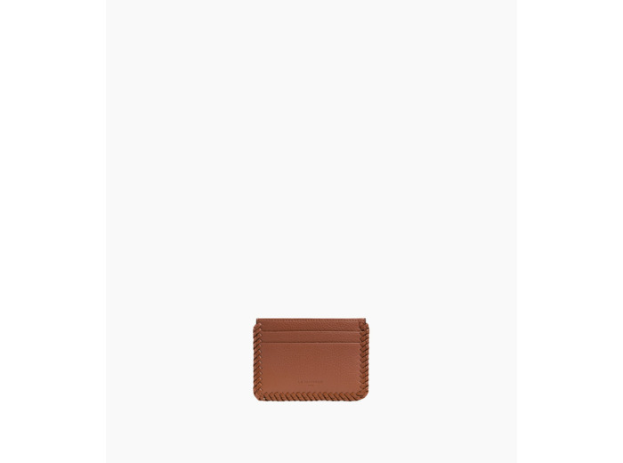 Porte cartes Emilie en cuir grainé avec surpiqûres