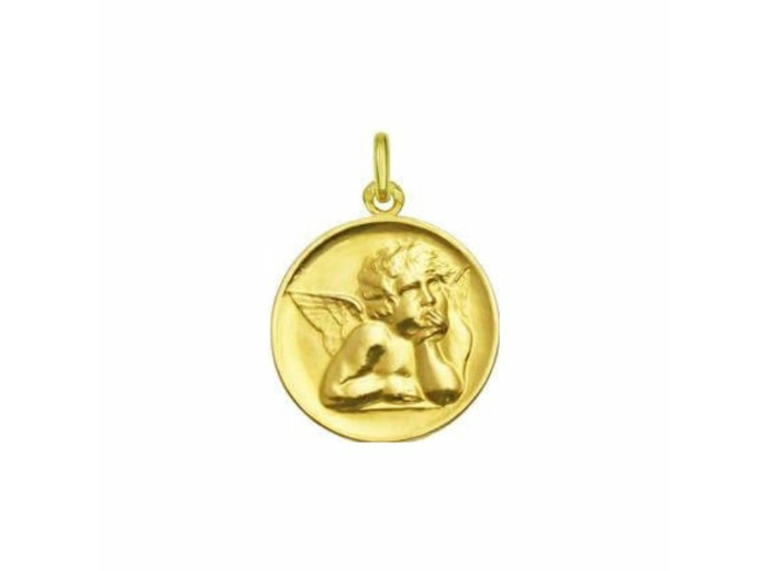 Médaille Arthus Bertrand Ange de Raphaël F. mince 18 mm or jaune sablé