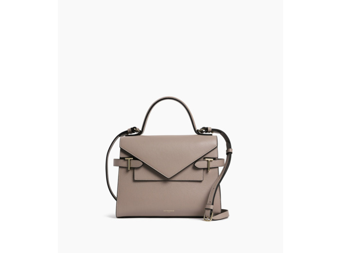 Sac à main double rabat moyen modèle Emilie en cuir grainé