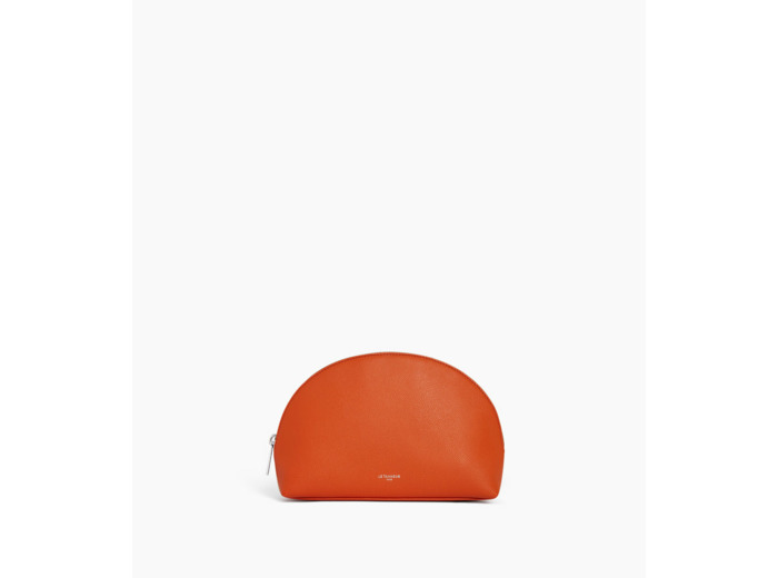 Trousse de toilette demi-lune en cuir grainé