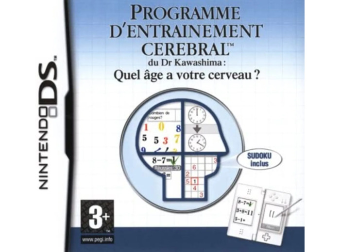 Jeu DS Brain Age : Programme d'entraînement cérébral du Professeur Kawashima : Quel âge a votre cerveau ?
