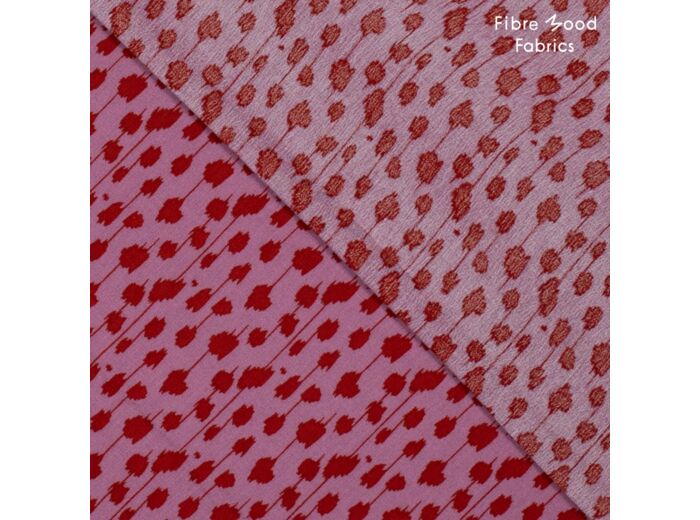 Fibre Mood - Tissu Crépon de Viscose "Octavia" Imprimé Pois Rouges sur le Fond Rose