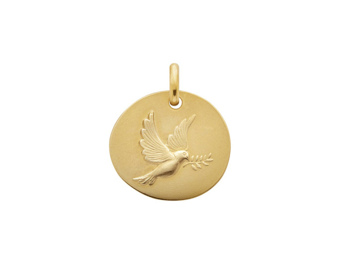 Médaille Arthus Bertrand Galet Colombe 16 mm or jaune sablé