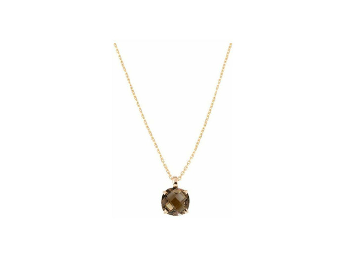 Collier Cesare Pompanon Poppy Blue en or rose et quartz fumé
