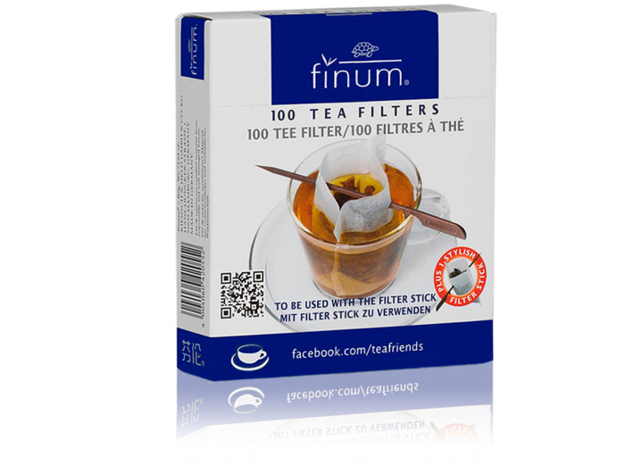 FINUM Filtre à thé FINUM pour tasse en boîte de 100 avec un stick support