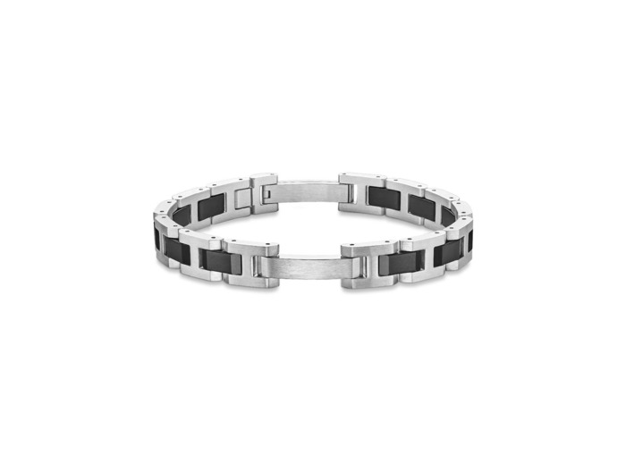 Bracelet Herbelin Cap Camarat en acier brossé et céramique noire sablée