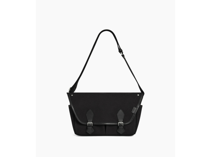 Sac bandoulière moyen modèle Solveig en toile coton et cuir lisse