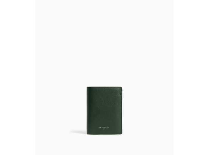 Petit portefeuille vertical zippé 2 volets Lucien en cuir grainé