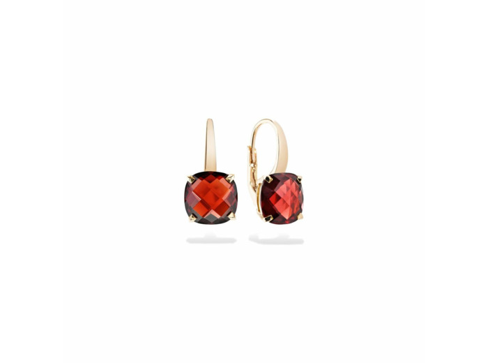 Boucles d'oreilles Cesare Pompanon Poppy Blue en or rose et grenat