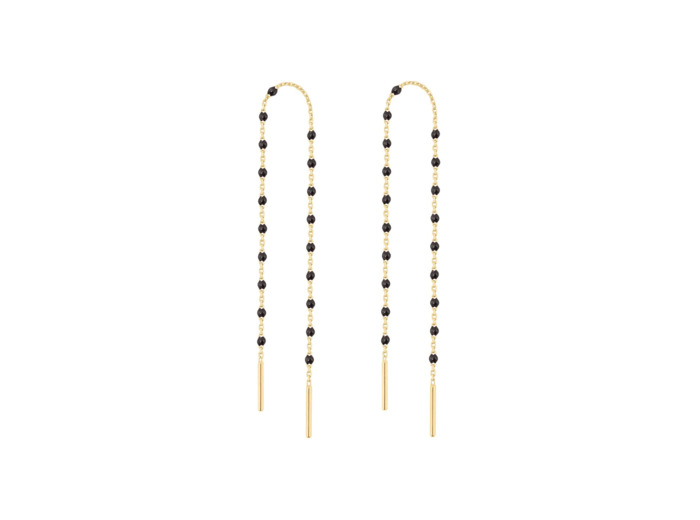 Boucles d'oreilles pendantes Gigi Clozeau Mini en or jaune et résine noir