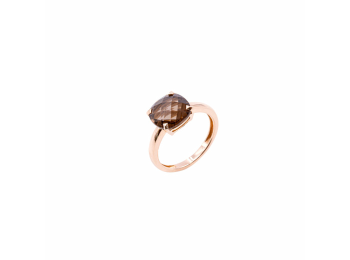 Bague Cesare Pompanon Poppy Blue petit modèle en or rose et quartz fumé