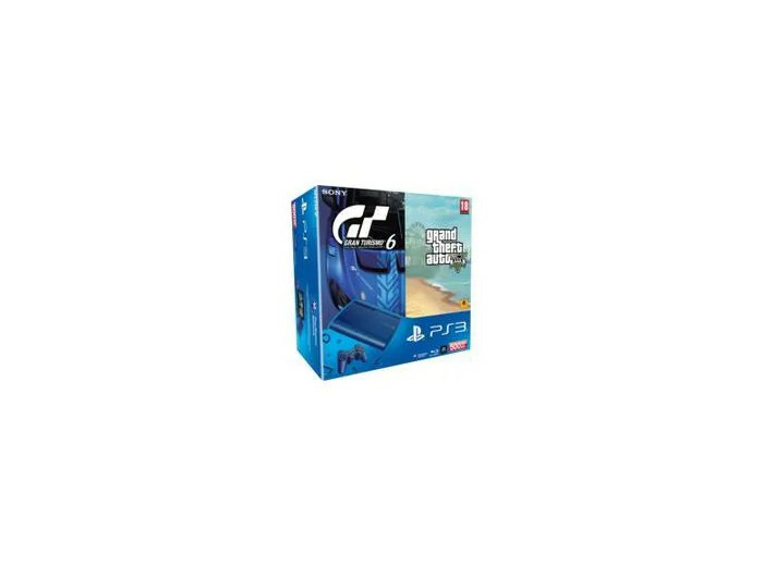 Console Sony Pack PS3 slim bleu 500 Go Gran turismo 6 + Gta V