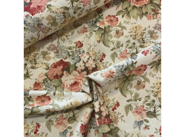 Sélection Coup de Coudre - Tissu en Coton "Floral Vintage" - Beige