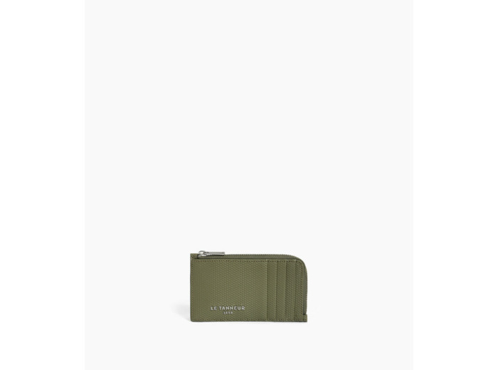 Porte carte large zippé Emile en cuir signature T