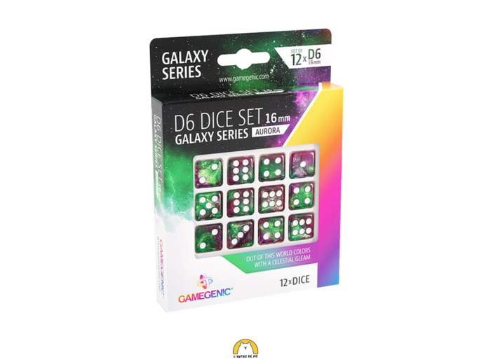 Gamegenic Galaxy Series – Set de 12 dés D6 16 mm - Couleur au choix