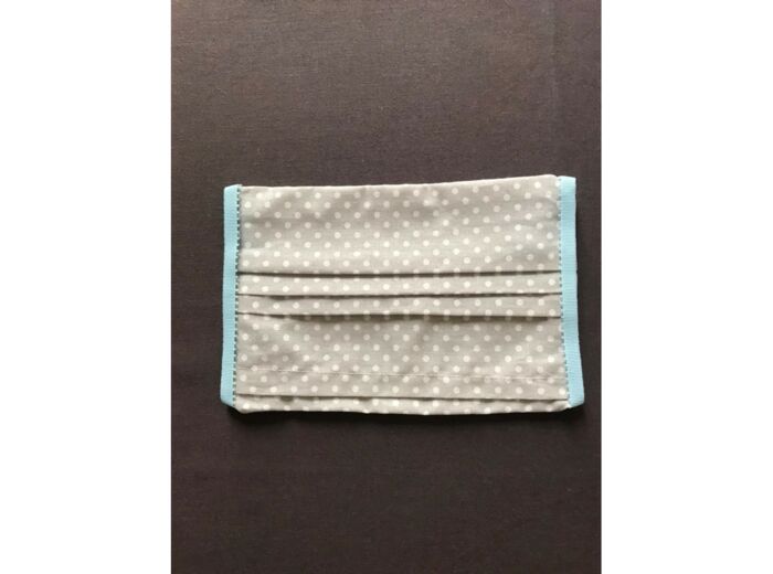 Masque Tissu 100% coton 3 plis avec insert : "Pompon Petits Pois" (gris)