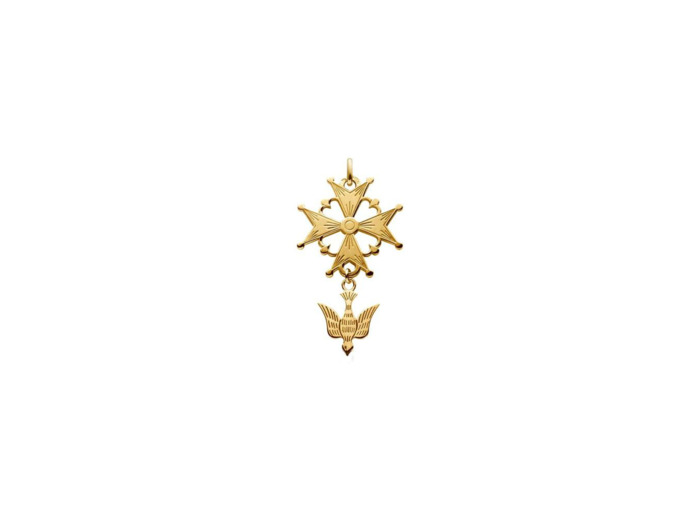 Pendentif Arthus Bertrand Croix Huguenote 15 mm or jaune
