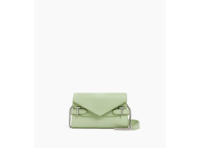 Sac pochette avec bandoulière double rabat Emilie en cuir grainé