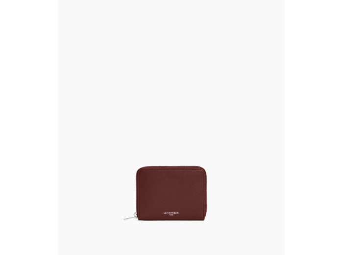 Porte monnaie zippé avec porte cartes amovible Albertine en cuir lisse