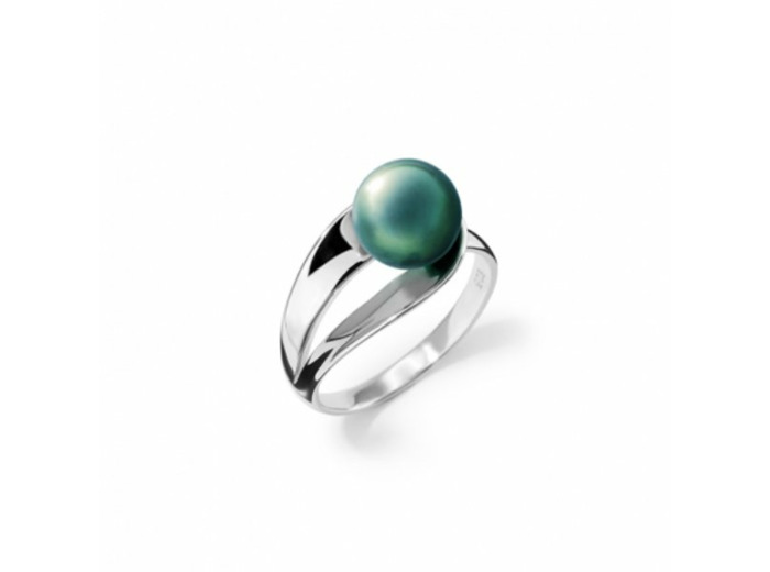 Bague Iza B Canopée en argent rhodié et perle de Tahiti