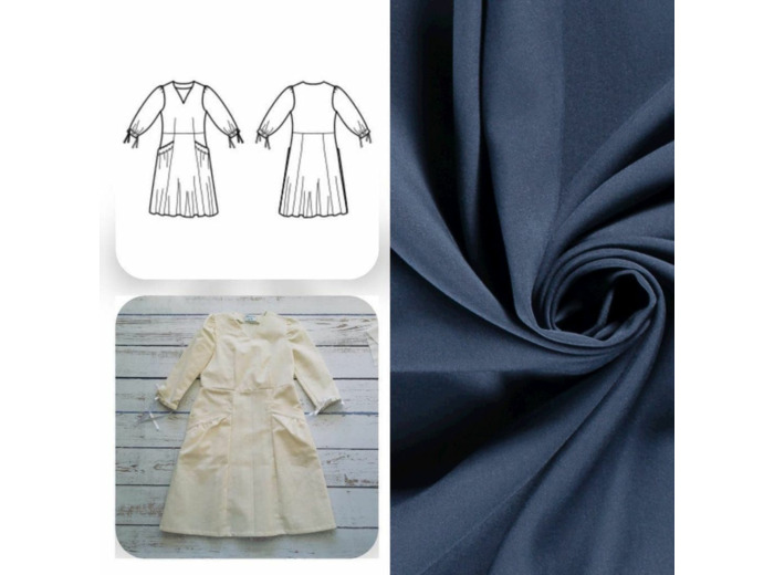 Christine Charles – Kit Couture Robe Eleanora Uni Couleur Bleu Denim