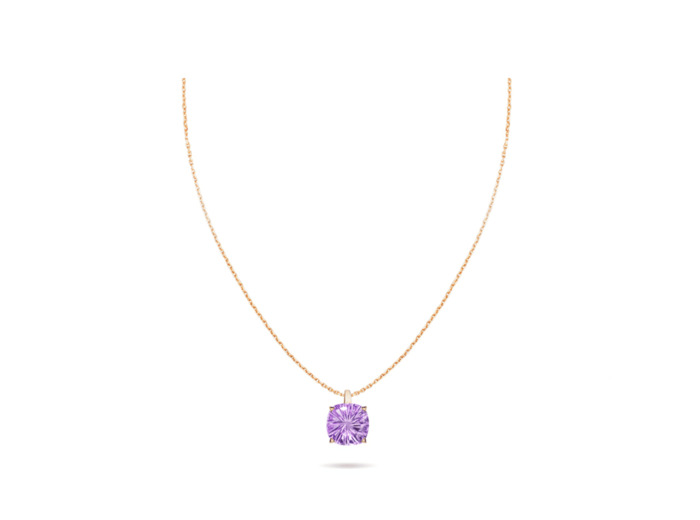 Collier Cesare Pompanon Poppy Blue en or rose et améthyste