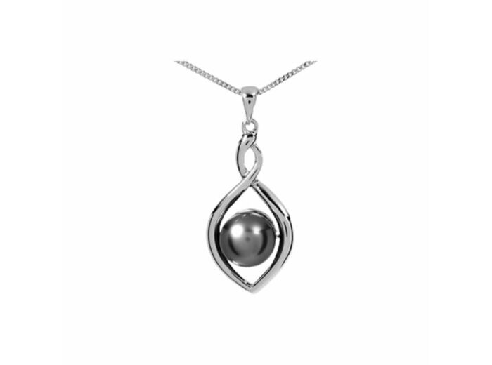 Collier Iza B en argent rhodié et perle de Tahiti