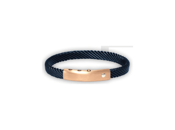 Bracelet Borsari en acier pvd bleu, métal doré rose et or blanc