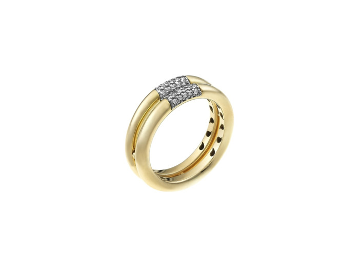 Bague Chimento Bamboo Pure en or jaune et diamants