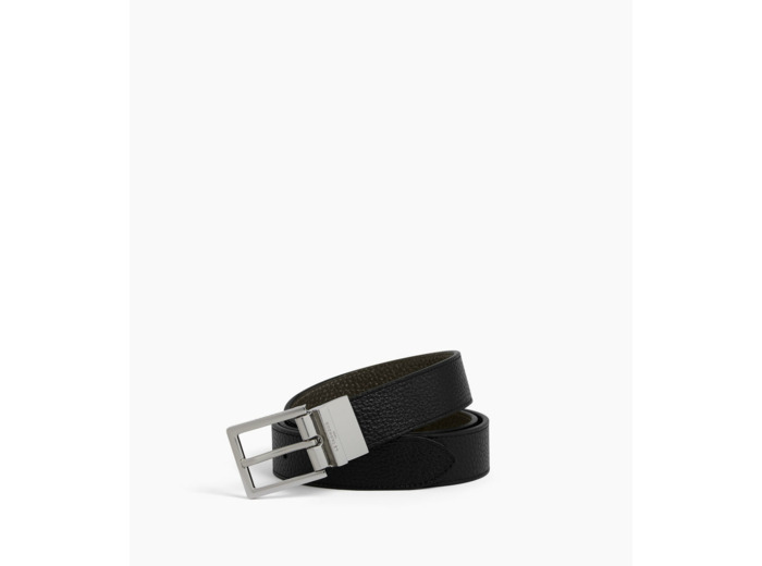 Ceinture réversible homme avec boucle rectangle en cuir grainé