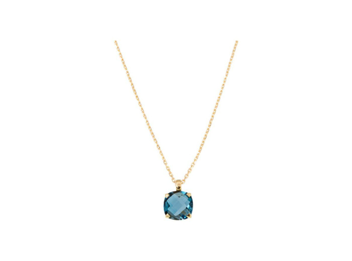 Collier Cesare Pompanon Poppy Blue en or rose et topaze London Blue