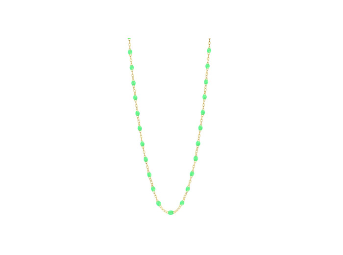 Collier Gigi Clozeau Classique en or jaune et résine vert fluo, 42cm