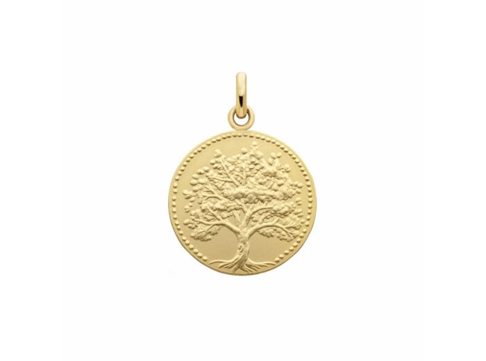 Médaille Arthus Bertrand Arbre de vie 18mm en or jaune sablé