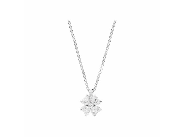Pendentif Recarlo Anniversary Love Quadrifoglio en or blanc et diamants, 45cm