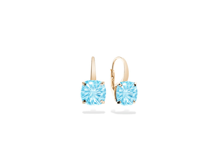 Boucles d'oreilles Cesare Pompanon Poppy Blue en or rose et topaze bleue