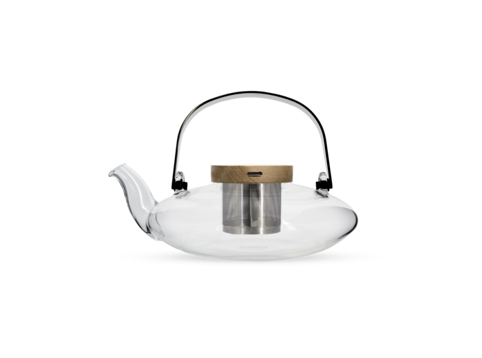 OGO Théière en verre Sophia 0,50L avec filtre en inox et couvercle en bois