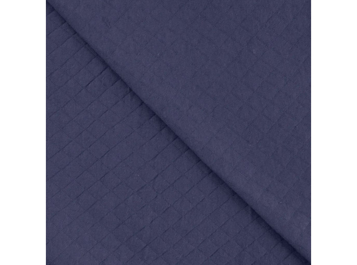 Sélection Coup de coudre - Tissu Jersey Molletonné Matelassé Double Face Uni Bleu Indigo