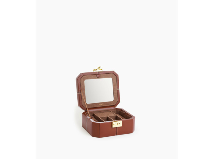 Petite boite à bijoux fermoir T en cuir