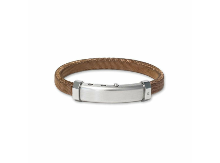 Bracelet Borsari Gioielli en acier pvd marron et diamant