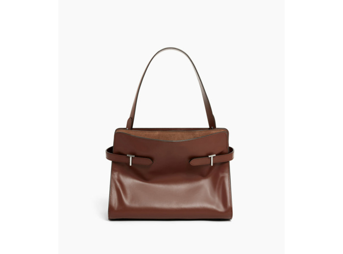 Sac porté épaule grand modèle Emie en cuir lisse et nubuck