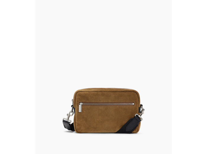 Petit sacoche Emile en cuir refente de velours embossé