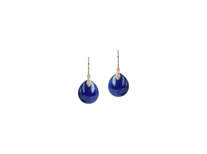 Boucles d'oreilles Isabelle Langlois Talisman en or rose, lapis-lazuli et diamant