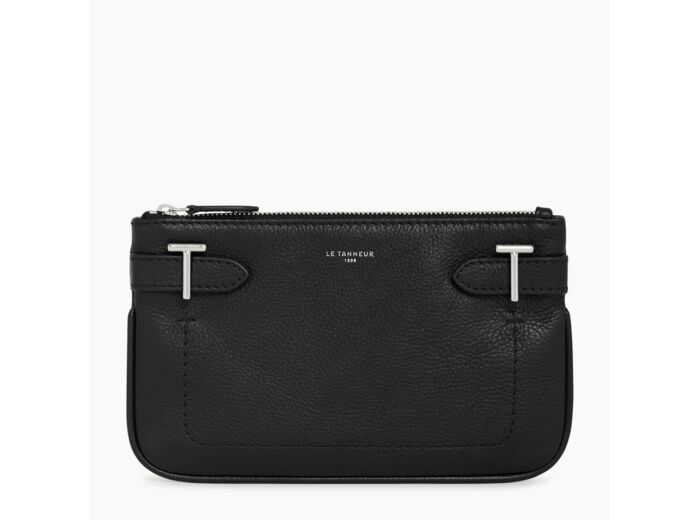 Pochette zippée Simone en cuir grainé