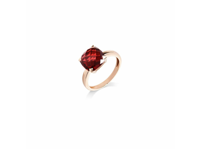 Bague Cesare Pompanon Poppy Blue petit modèle en or rose et grenat