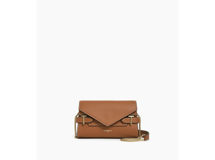 Pochette double rabat Emilie en cuir grainé