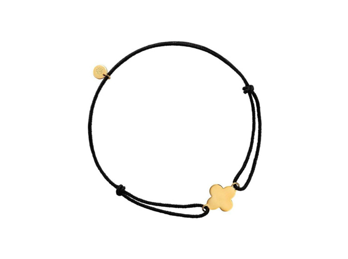 Bracelet Arthus Bertrand croix trèfle 10mm en or jaune