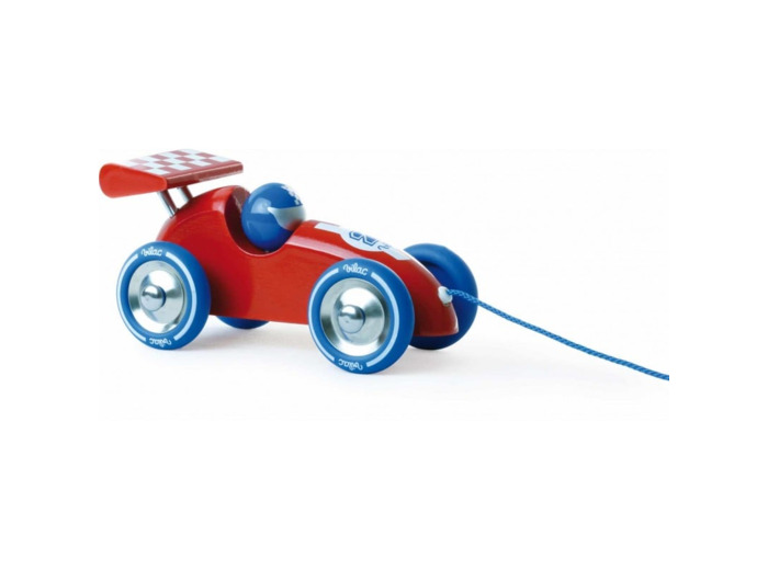 Voiture de course rouge et bleue à traîner