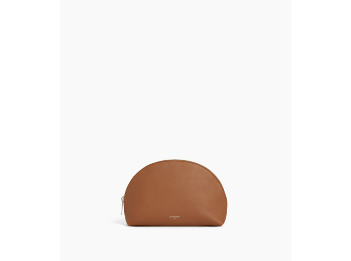Trousse de toilette demi-lune en cuir grainé