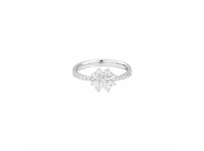 Bague Recarlo Anniversary Love Ligne Quadrifoglio en or blanc et diamants, taille 52