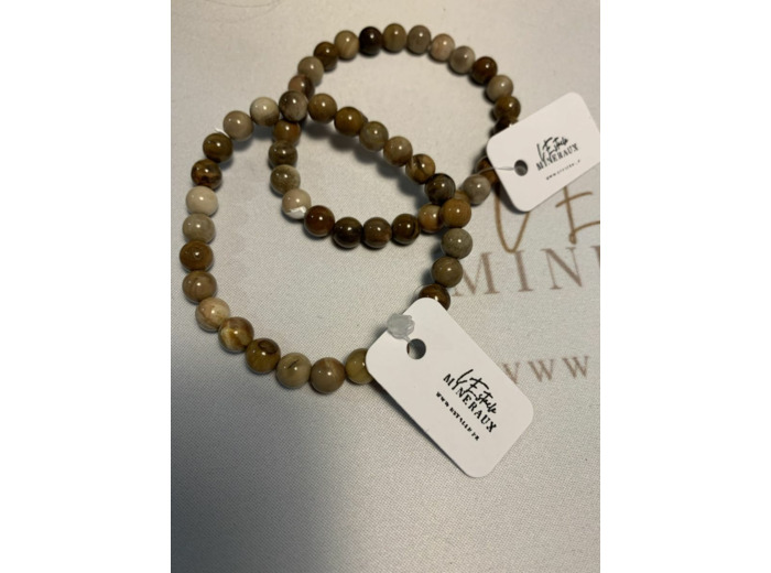 Bracelet en bois fossile 6 mm